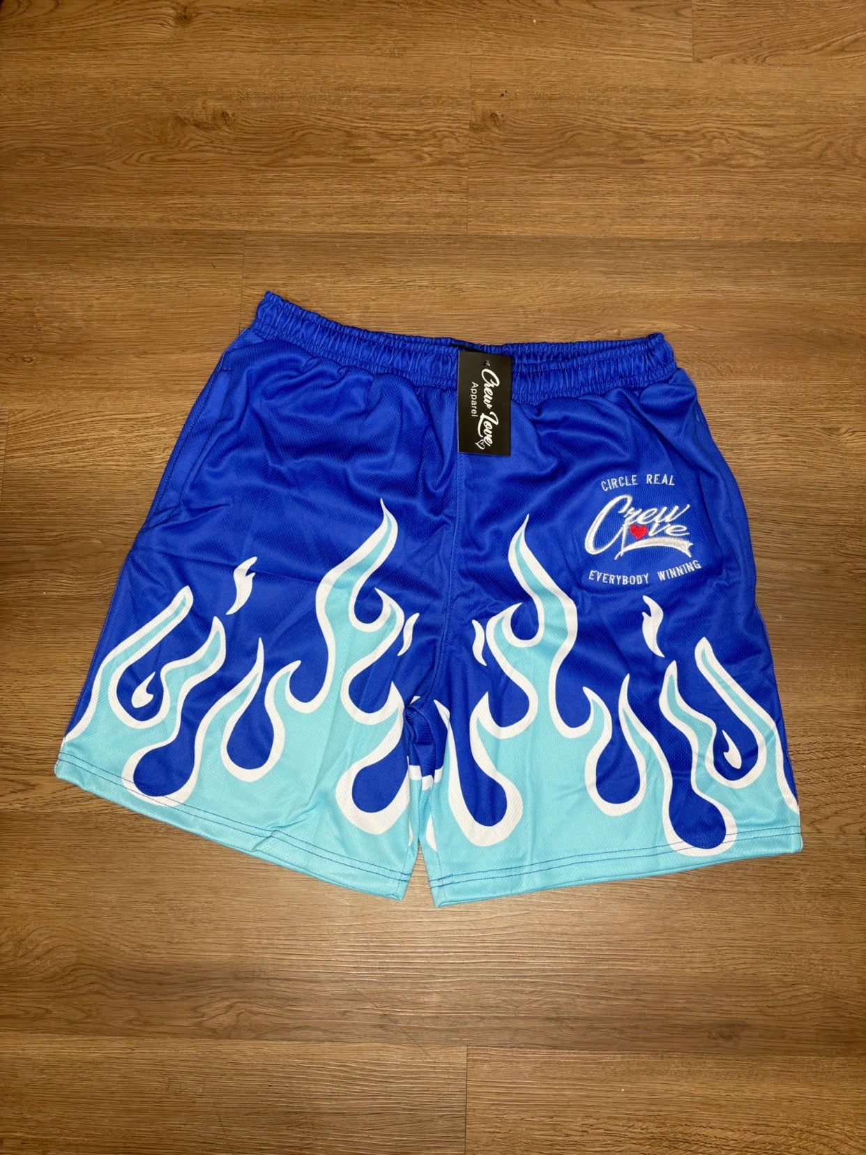 Royal Blue Flame Mesh Shorts