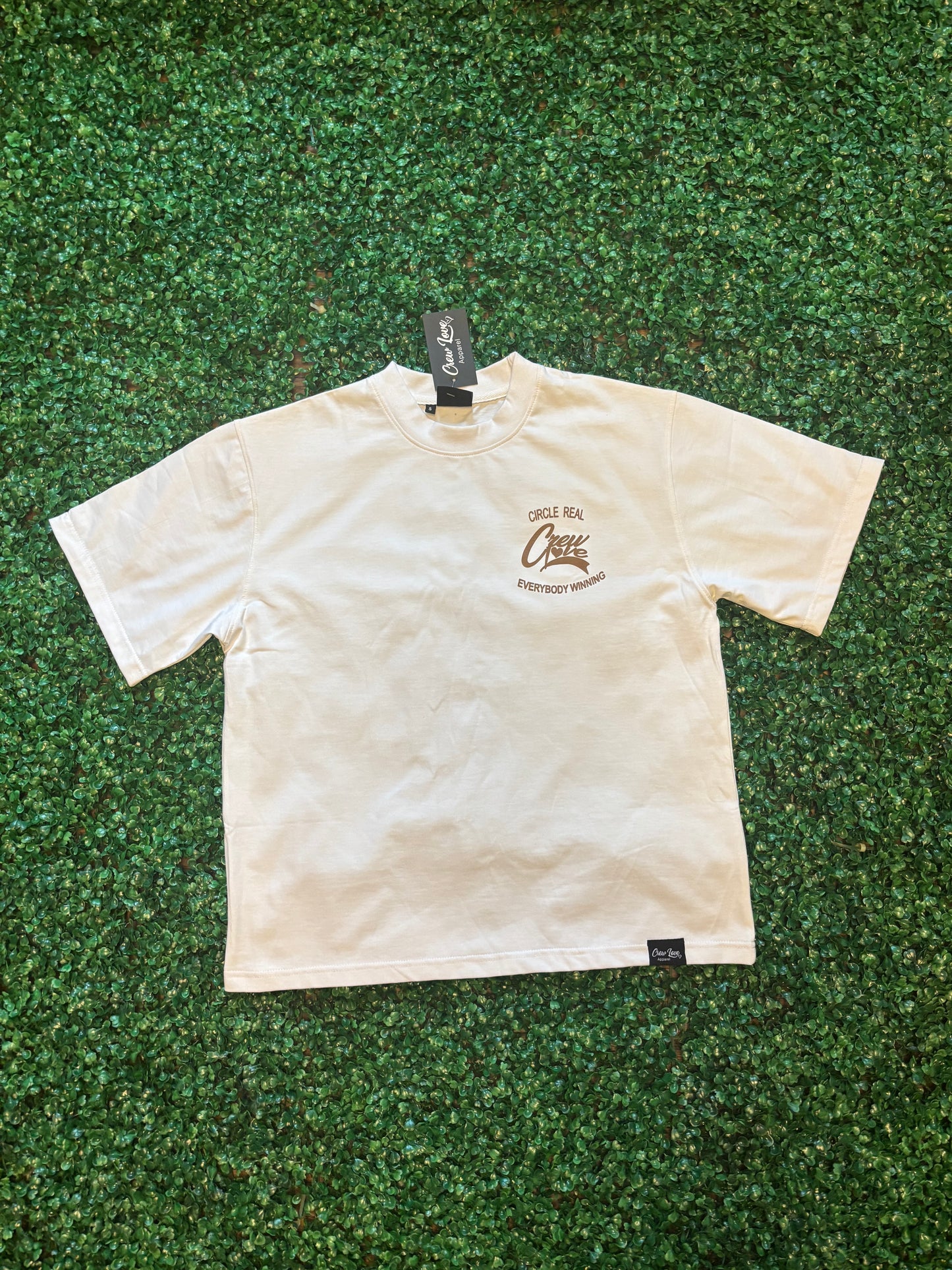 Oversize Boxy Tee (White/Brown)