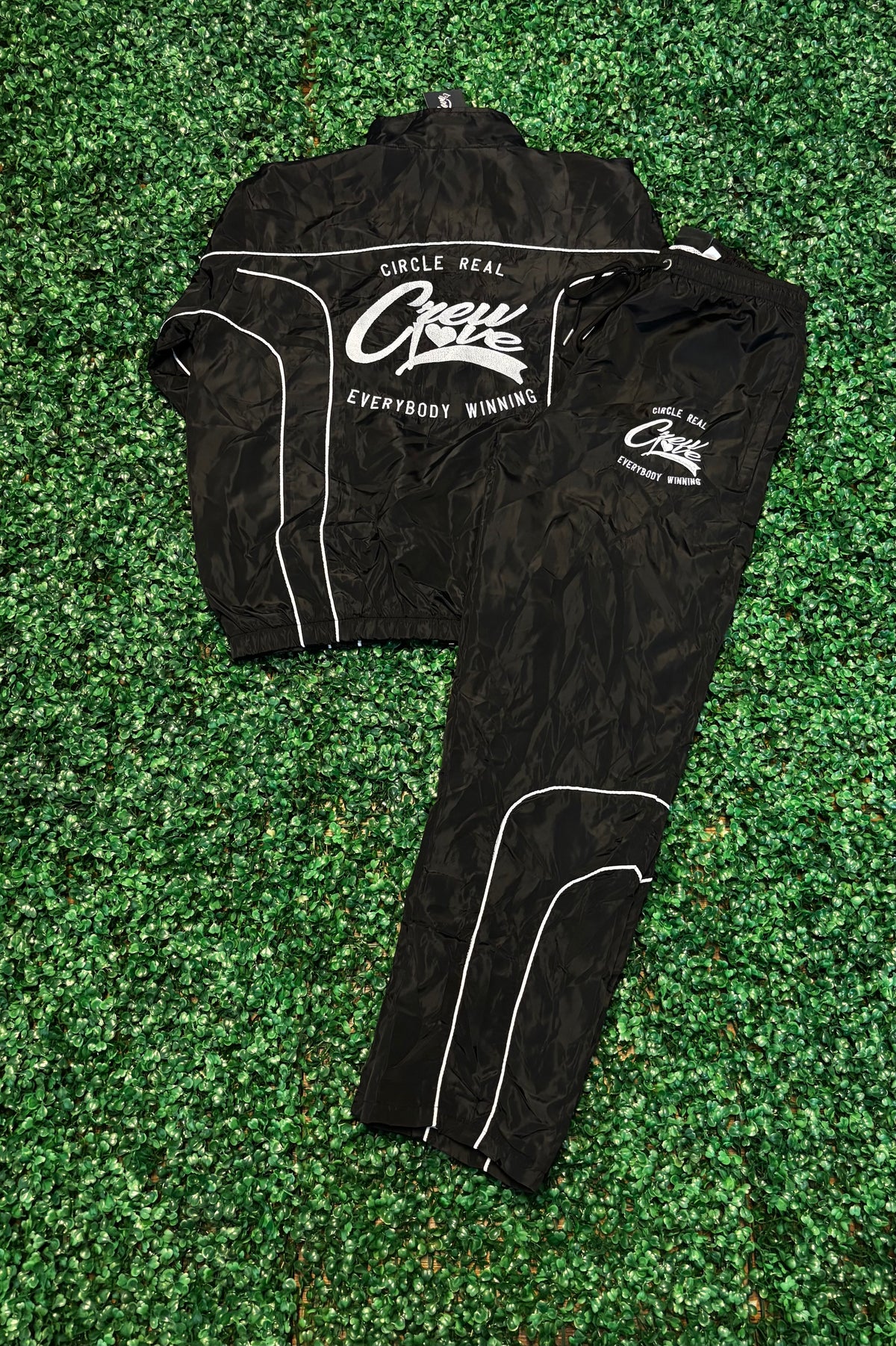 Retro Windbreaker Tracksuit (Black)