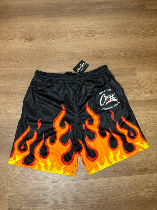 Black Flame Mesh Shorts