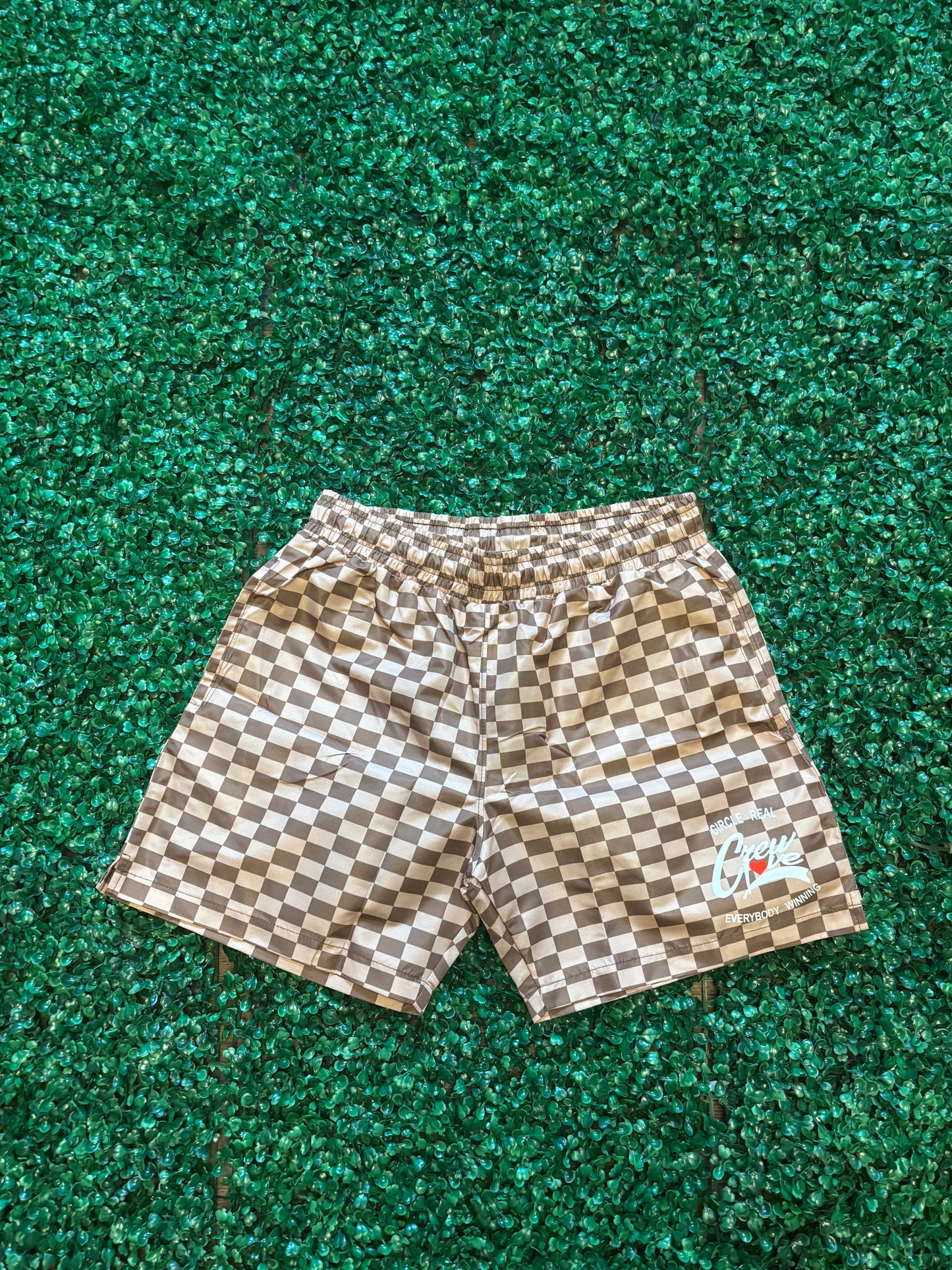 Nylon Checkered Shorts (Brown)