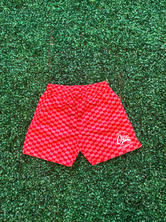 Nylon Checkered Shorts (Red)