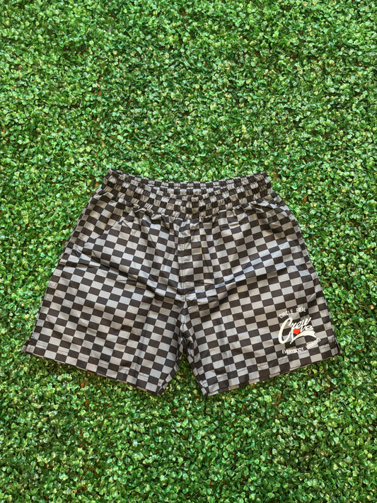 Nylon Checkered Shorts (Black)