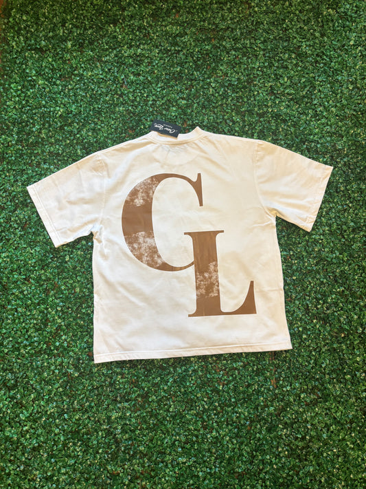 Oversize Boxy Tee (White/Brown)